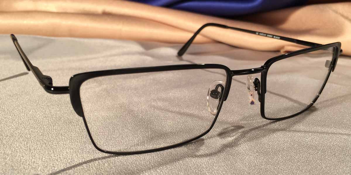 Side view of Crashers rectangular black metal eyeglasses