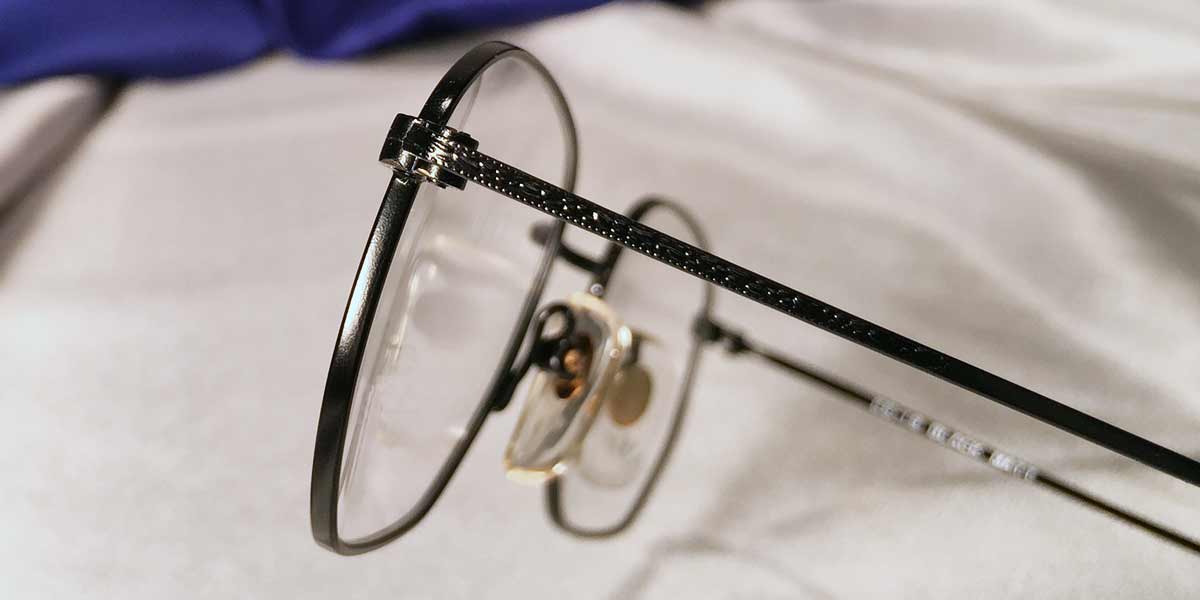 Side view of Masters matte black metal eyeglasses