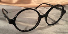 Load image into Gallery viewer, Side view of Black Owls round black eyeglasses
