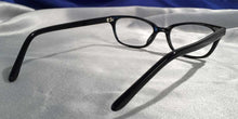 Load image into Gallery viewer, Back view of Bull Markets glossy black rectangular eyeglasses
