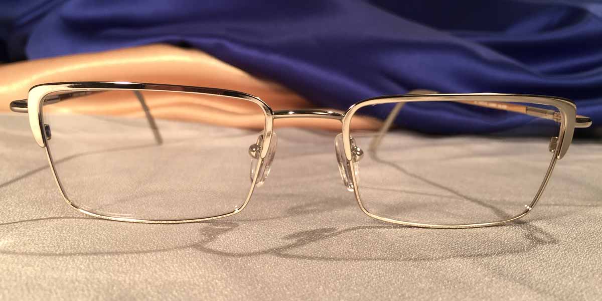 Front view of Crashers rectangular silver metal eyeglasses