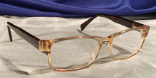 Load image into Gallery viewer, Corner view of Diamants Ambre clear rim eyeglasses
