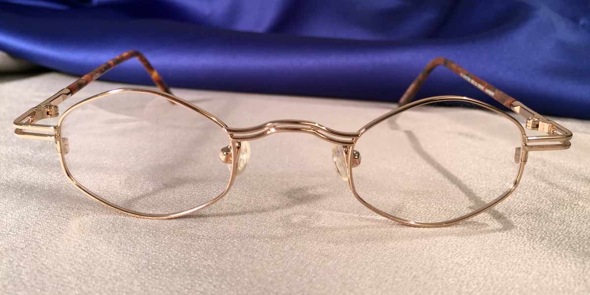 Duo-Bar Lunettes – Angled Oval Gold Metal Frames
