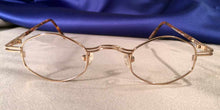 Load image into Gallery viewer, Front view of Duo-Bar Lunettes angled oval gold metal eyeglasses
