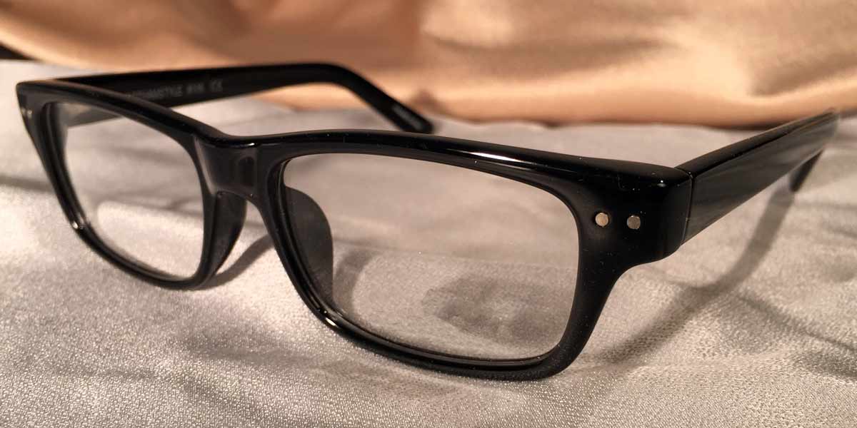 Front view of Gotham Eye Gear glossy black eyeglasses