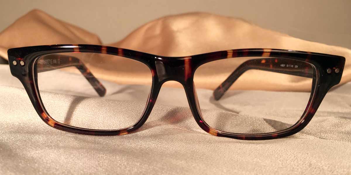 Front view of Gotham Eye Gear tortoiseshell eyeglasses