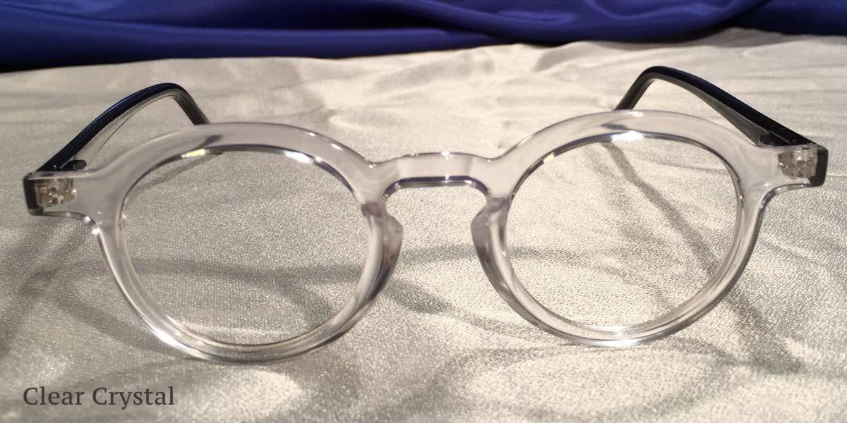 Front view of Hubbles black frames with clear crystal rimmed eyeglasses