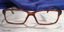 Load image into Gallery viewer, Front view of Tiger Oaks wood stripe grain eyeglasses
